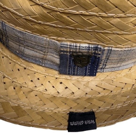 Peter Grimm Men's Straw‎ Fedora with Patchwork Band Natural Straw OS - Picture 5 of 5